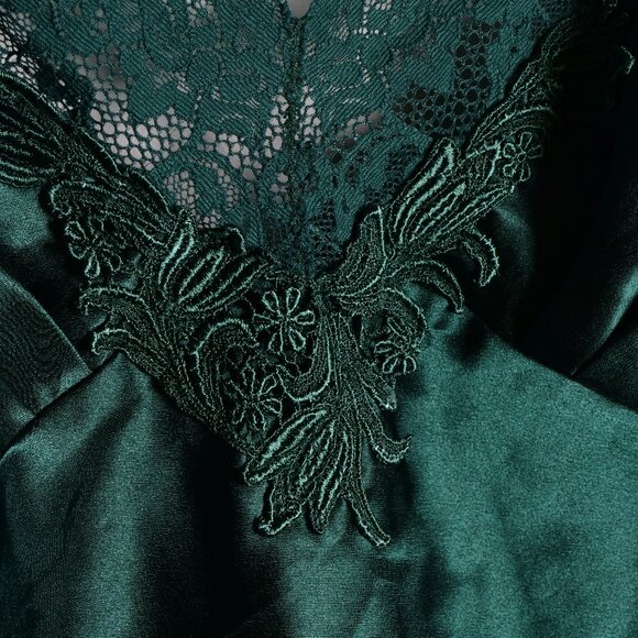 90's Teal Green Victoria's Secret Chemise with Lace - Picture 2 of 8